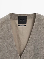 Gilet court cache-cœur 100 % lin