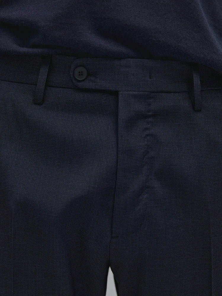 Pantalon de costume pied-de-poule