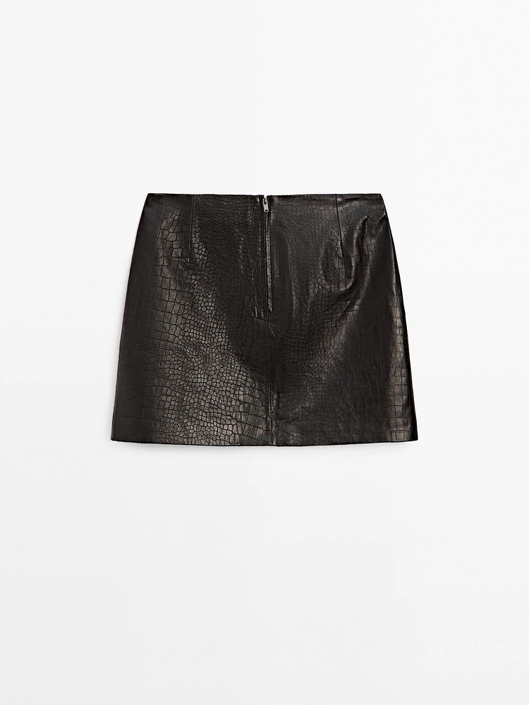 Minijupe croco en cuir nappa