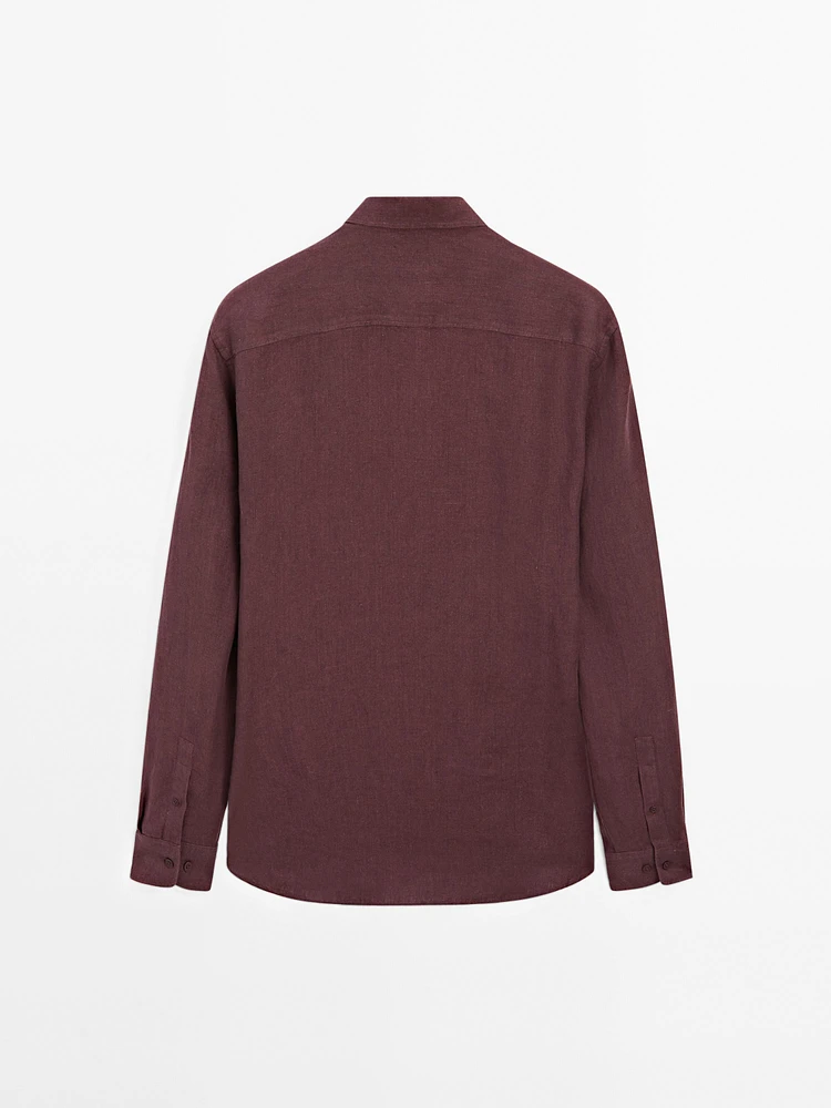 Regular fit faded linen shirt