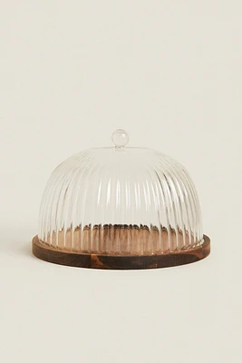 BOROSILICATE WOODEN CAKE DISH