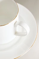 RIMMED BONE CHINA TEACUP AND SAUCER