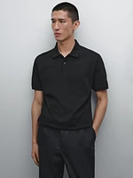 Micro textured piqué cotton polo shirt