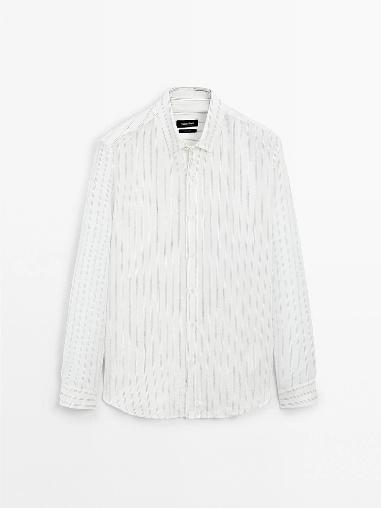 Chemise regular fit 100 % lin rayures