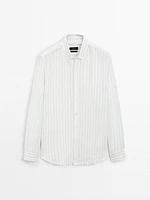 Chemise regular fit 100 % lin rayures