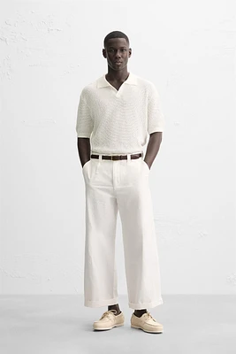 POLO EN MAILLE TEXTURÉE OUVERTE