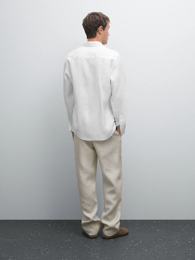 Chemise slim en lin mélangé