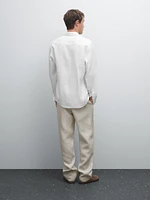 Chemise slim en lin mélangé