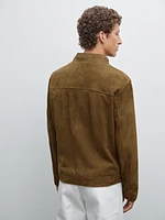 Suede leather biker jacket with pockets