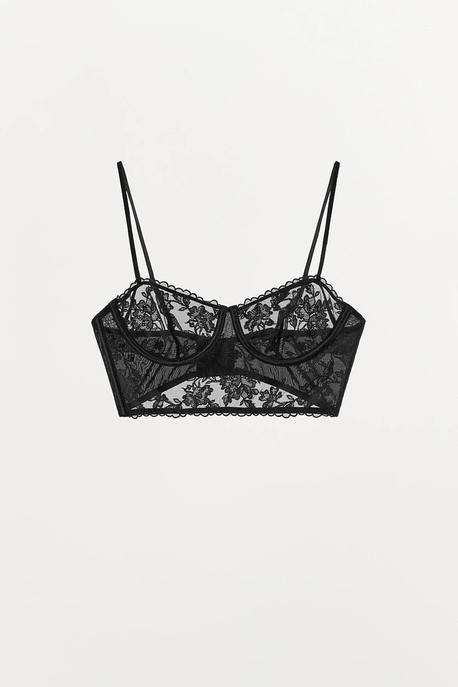 FLORAL EMBROIDERED UNDERWIRE BRA