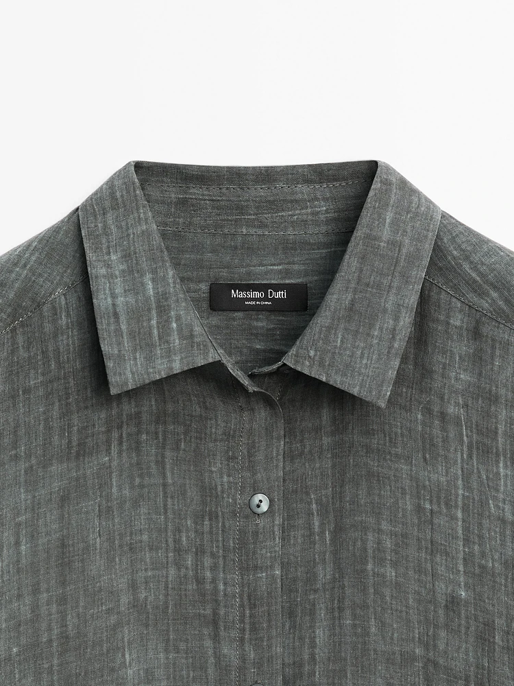 Semi-sheer ramie blend oversize blouse