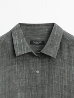 Semi-sheer ramie blend oversize blouse