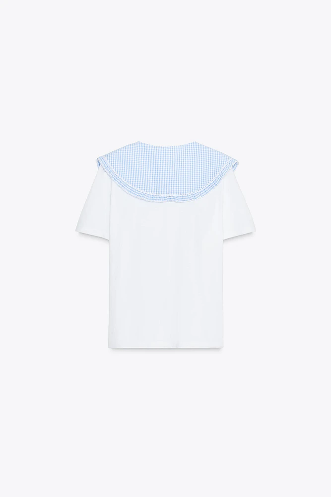 GINGHAM CHECK COMBINATION T-SHIRT
