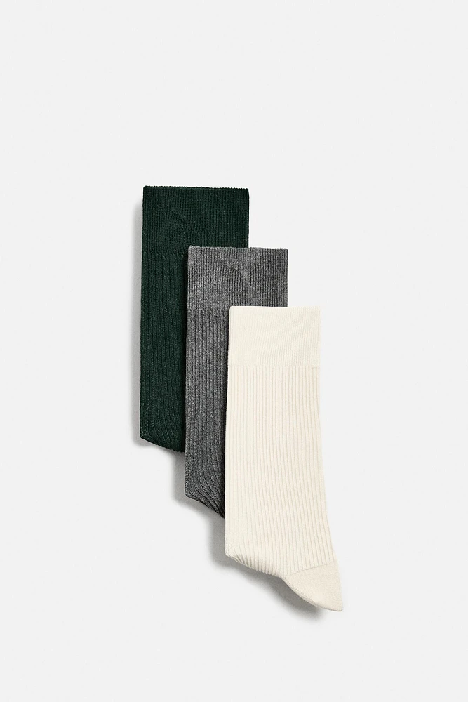 LOT DE TROIS PAIRES CHAUSSETTES RIB