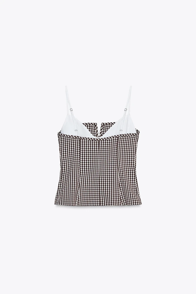 COMBINED GINGHAM STRETCH TOP