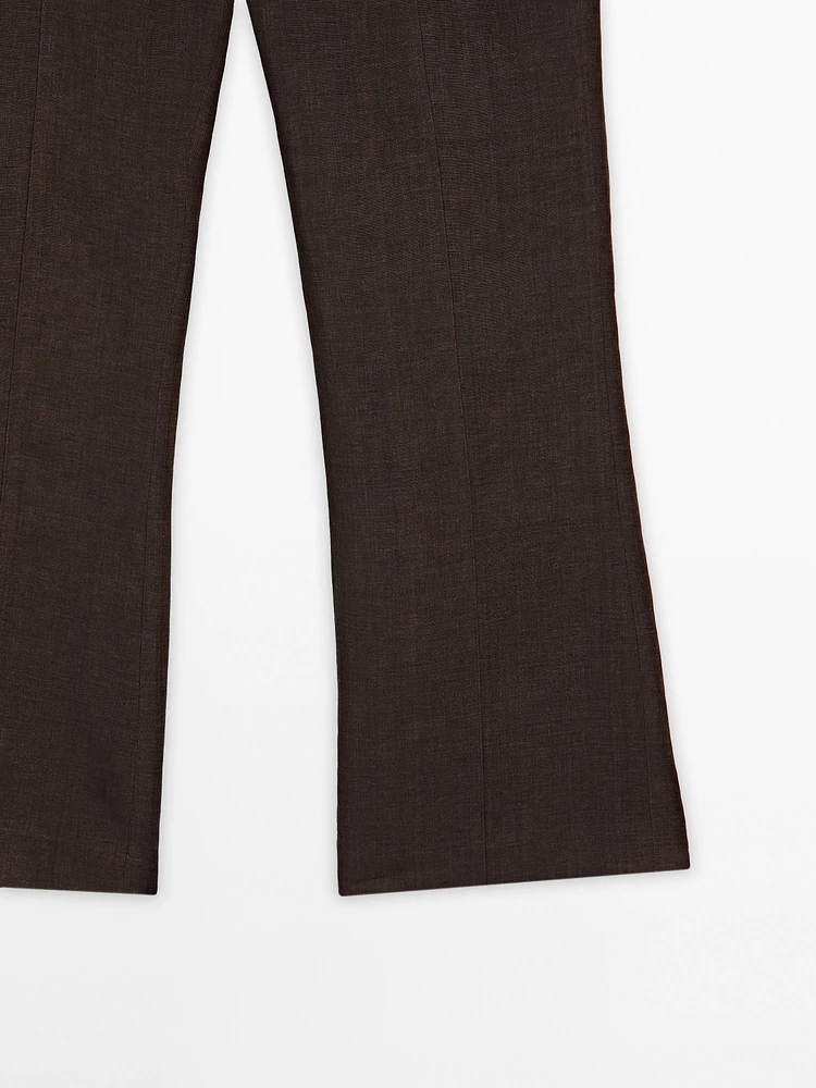 Pantalon flare 100 % lin
