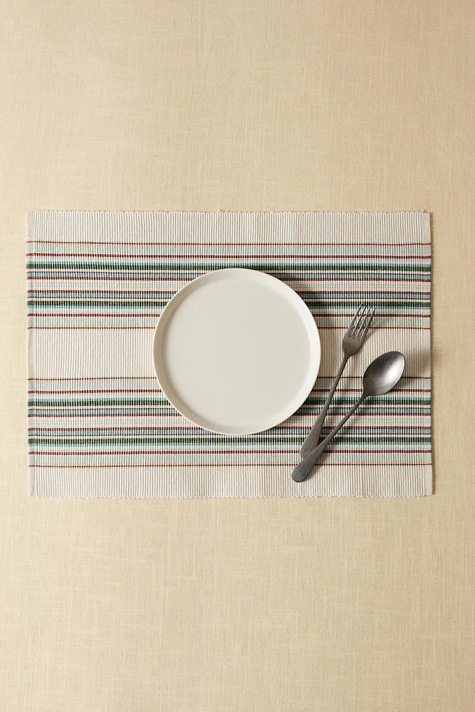 SET DE TABLE COTON CÔTELÉ RAYURES (LOT DE 2)