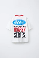 TEXT PRINT T-SHIRT WITH TRIM DETAIL