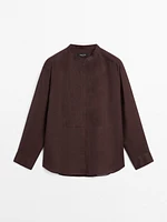 Flowing ramie blend shirt with pintucks
