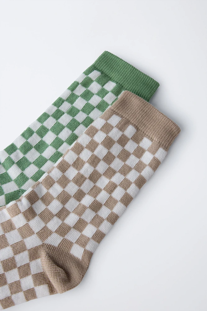 TWO-PACK OF CHECKERBOARD SOCKS