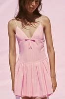 SHORT STRIPED BOW DRESS