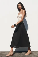 LINEN MIDI SKIRT WITH BELT