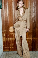BELTED BLAZER WITH SHOULDER PADS