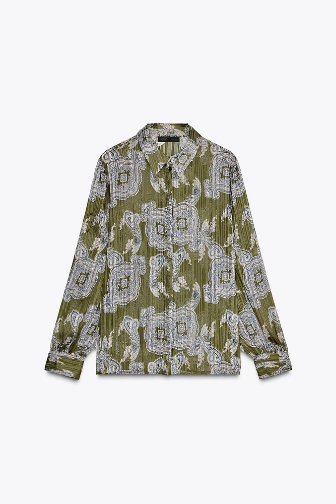 PRINTED SHIRT WITH METALLIC THREAD