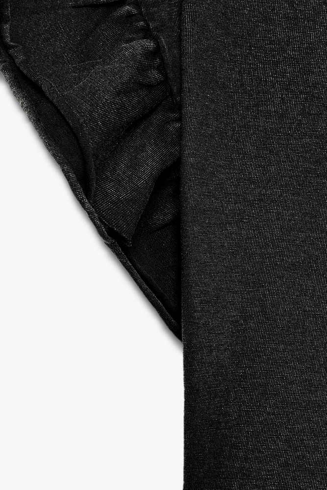 WASHED EFFECT RUFFLE T-SHIRT