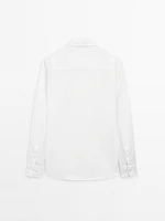 Chemise slim en lin mélangé