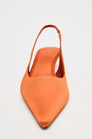 KITTEN HEEL FABRIC SLINGBACK SHOES