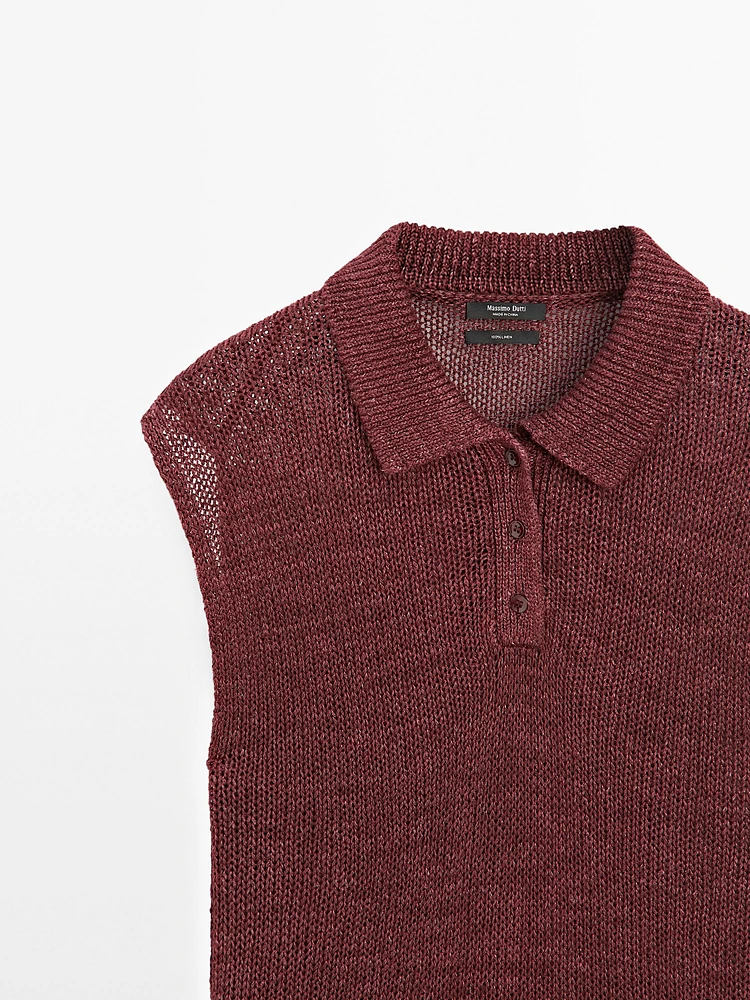 Top en maille effet délavé 100 % lin