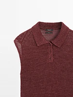 Top en maille effet délavé 100 % lin