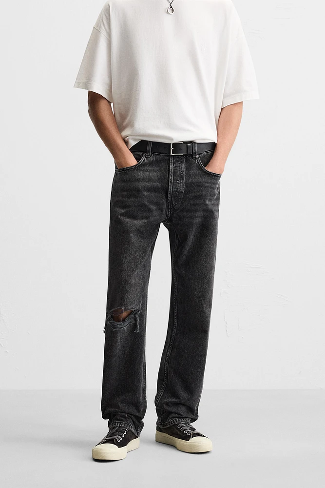 RIPPED REGULAR STRAIGHT FIT JEANS