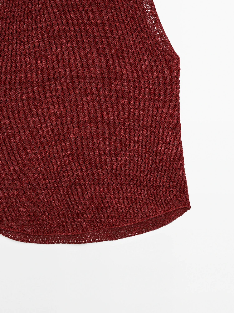 Top en maille ajourée texturé