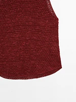Top en maille ajourée texturé