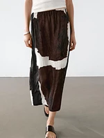 Printed midi skirt with fabric detail