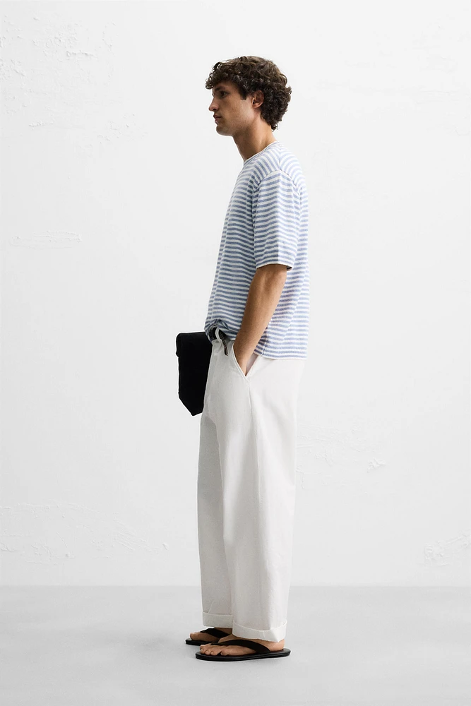 STRIPED TEXTURED KNIT T-SHIRT