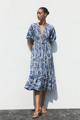 PRINTED MIDI DRESS