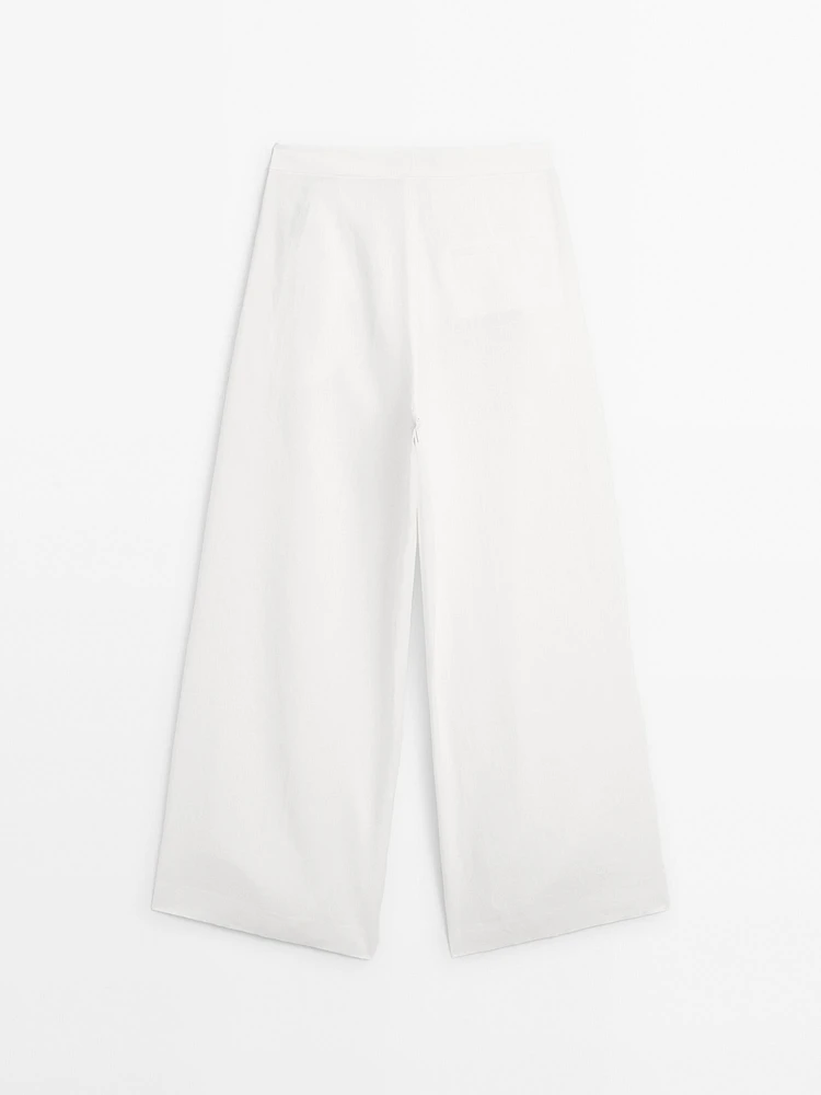 Pantalon de tailleur à pinces 100 % lin
