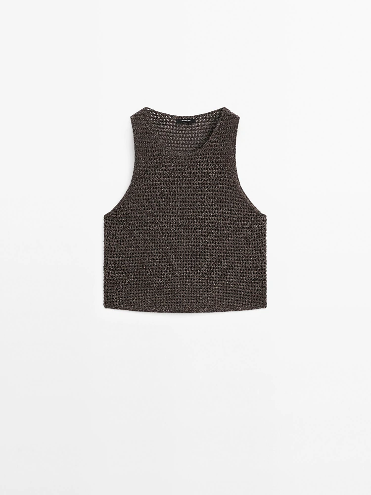 Cotton blend cutwork top