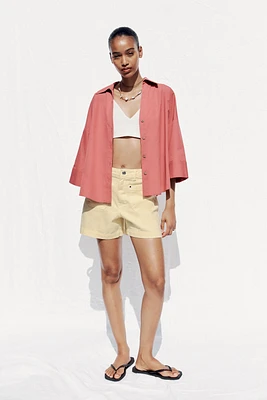 CHEMISE EN POPELINE AVEC MANCHES LARGES