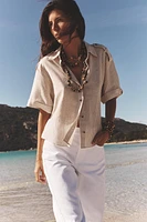METALLIC THREAD STRIPED SHIRT