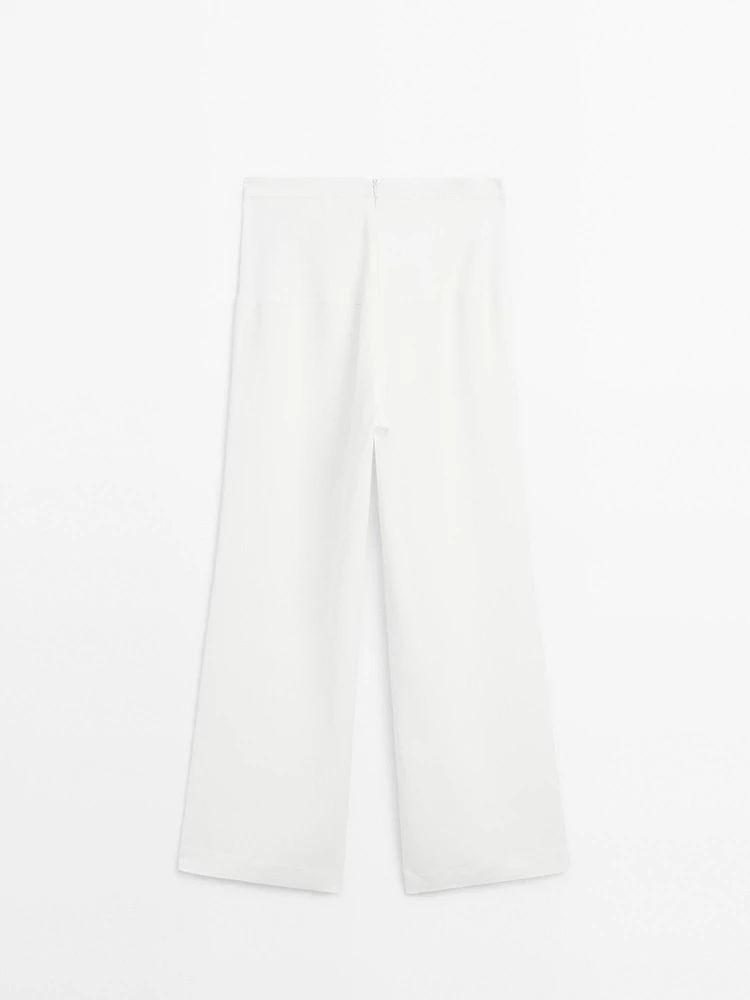 Flowing linen blend trousers with corset belt - Limited Edition