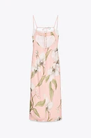 PRINTED LINEN MIDI DRESS