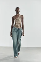 PRINTED TULLE SCARF BODYSUIT