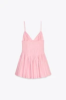 SHORT STRIPED BOW DRESS