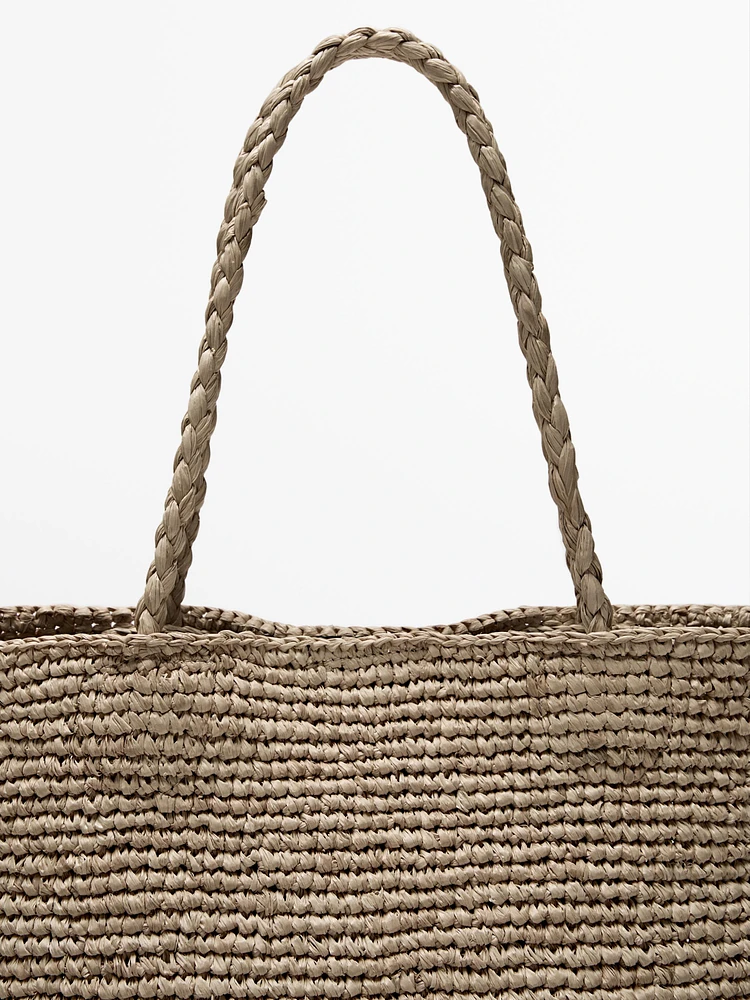 Natural raffia shopper bag