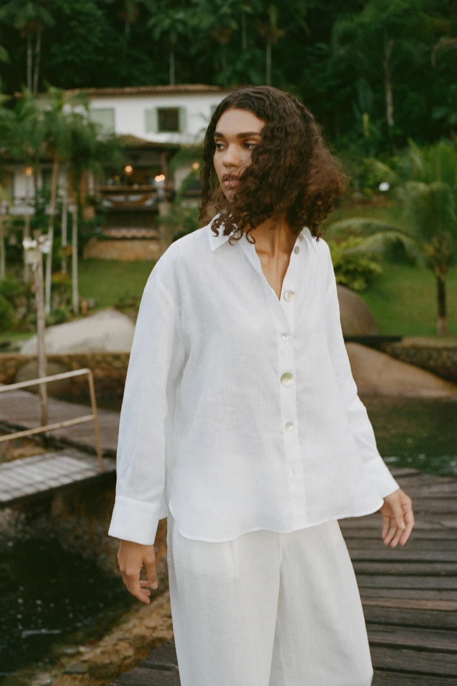 100% LINEN SHIRT WITH MATCHING BUTTONS