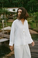 100% LINEN SHIRT WITH MATCHING BUTTONS